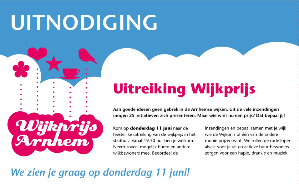 11 Juni – uitreiking Wijkprijs Arnhem