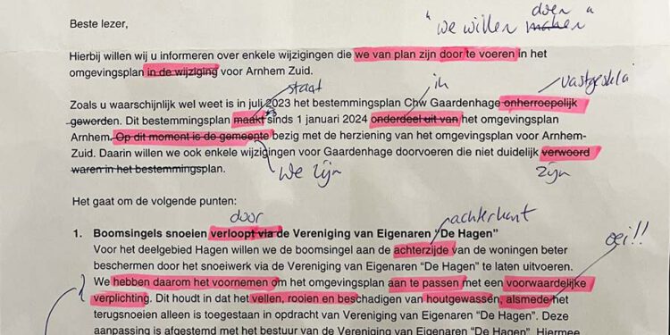 Onduidelijke brief